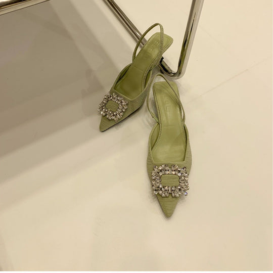 Damen Slingback-Pumps mit glänzenden Zierstein-Applikationen Nord Taschen