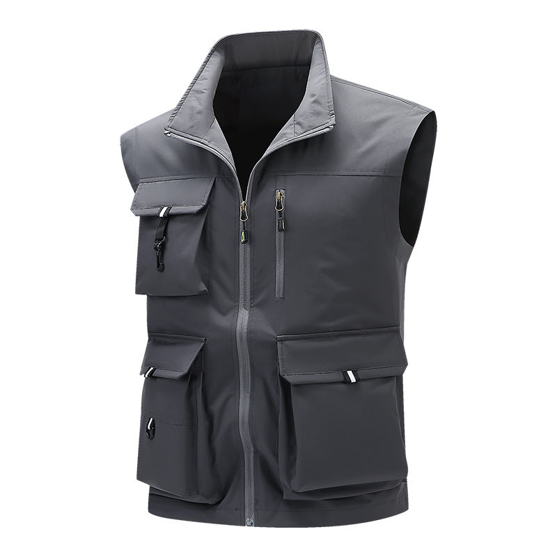 Herren Multifunktionale Outdoor-Utility-Weste mit mehreren Cargo-Taschen und Stehkragen Nord Taschen