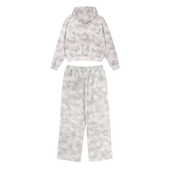 Damen Loungewear-Set aus French-Terry mit Cropped-Reißverschluss-Hoodie und weit geschnittener Sweatpant Nord Taschen