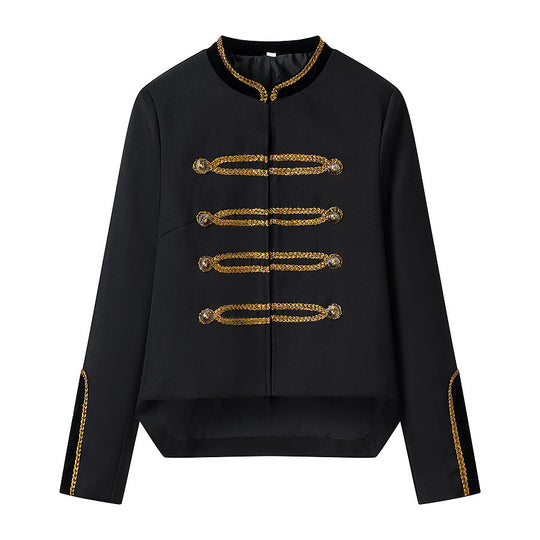 Damen Military-inspirierte Kurzjacke mit goldenen Zierborten Nord Taschen