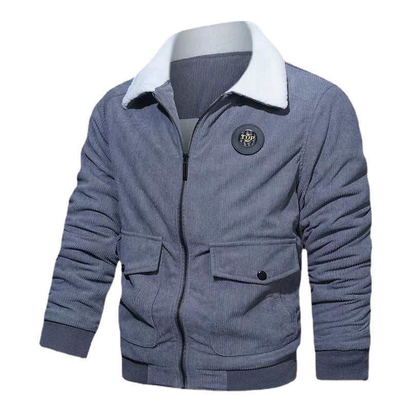 Herren Cord-Blouson mit Teddyfutter, Pattentaschen und Stehkragen Nord Taschen