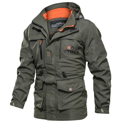 Herren robuster Utility-Parka mit Kapuze, Multifunktionstaschen und Taillenregulierung Nord Taschen