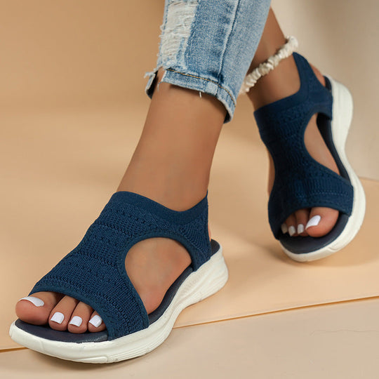 Damen ergonomische Freizeit-Sandalen mit elastischem Obermaterial und gepolstertem Fußbett