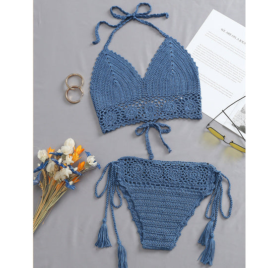 Damen Häkel-Bikini-Set mit tschedderstoff und verstellbaren Trägern