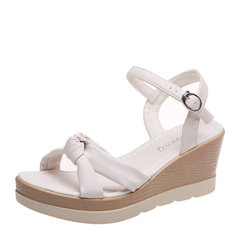 Damen Wedge-Sandalen mit elegantem Knoten-Design und verstellbarem Riemen