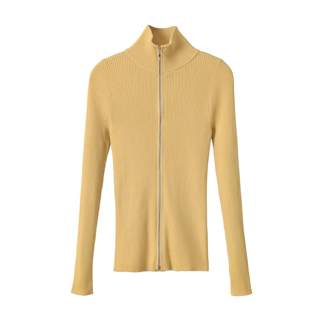 Damen Gerippter Feinstrick-Cardigan mit durchgehendem Reißverschluss und Stehkragen Nord Taschen