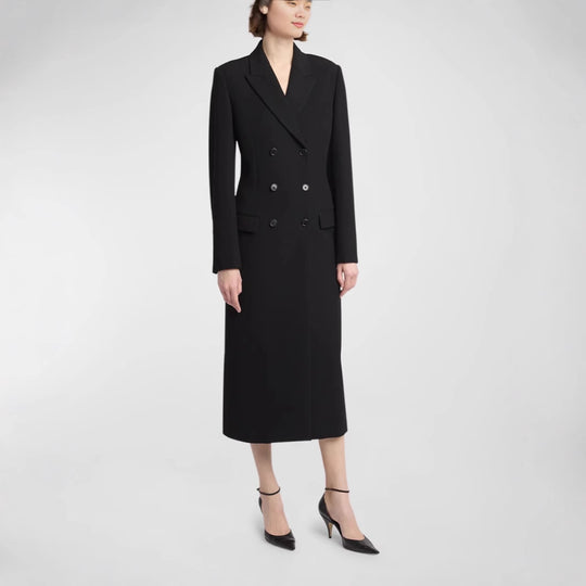 Damen Midilanger Doppelreihiger Blazer‑Mantel mit strukturierter Schulter und schlanker Passform Nord Taschen