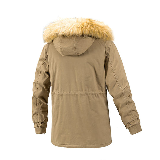 Herren Winterschutz-Parka mit wärmendem Teddyfutter abnehmbarer Kunstfellkapuze und verstärkten Utility-Taschen Nord Taschen