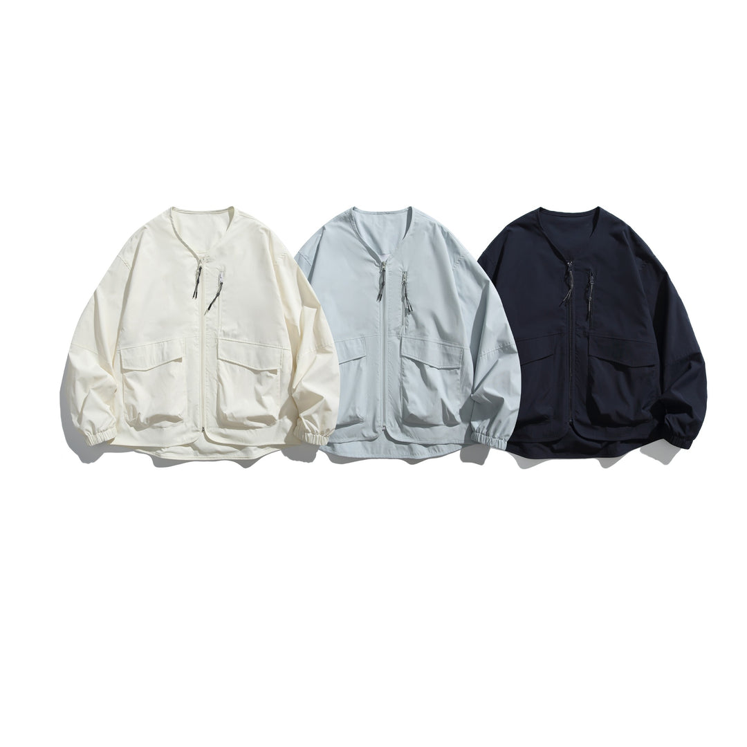 Herren Kurzblouson mit V‑Ausschnitt, zweiwege Reißverschlüssen und Utility‑Taschen Nord Taschen