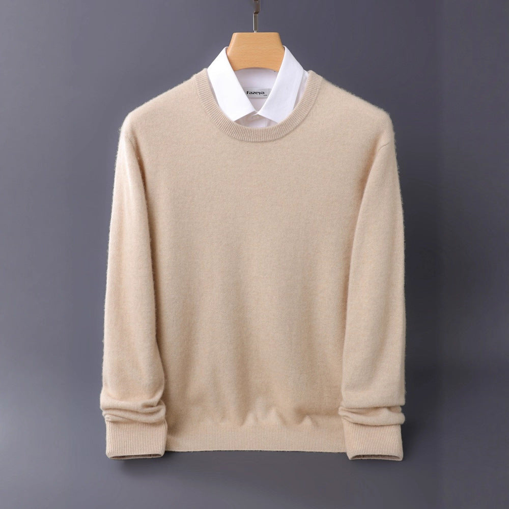 Herren Feiner Rundhals-Strickpullover in Kaschmir‑Optik mit gerippten Bündchen Nord Taschen