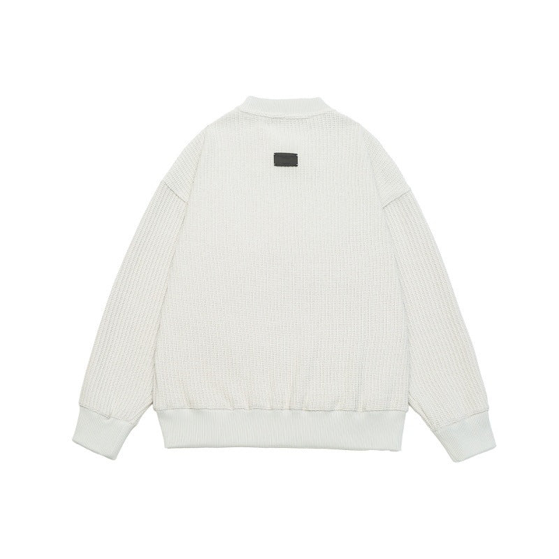 Unisex Boxy‑Strickpullover mit grober Rippenstruktur und Rundhalsausschnitt Nord Taschen