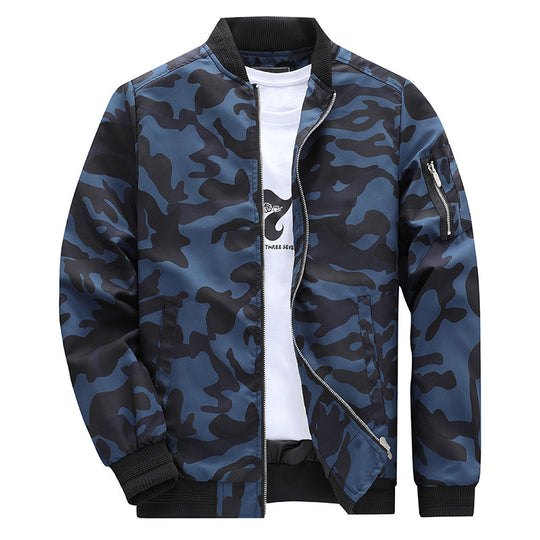 Herren Camouflage-Bomberjacke im Military‑Look mit Reißverschluss und Ärmel‑Utilitytasche Nord Taschen