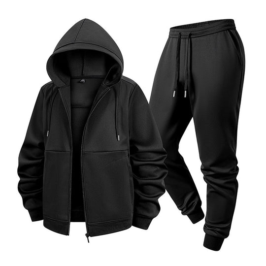 Herren Zweiteiliges Kapuzen-Trainingsset aus Thermofleece mit Reißverschluss-Hoodie und konischer Jogginghose Nord Taschen