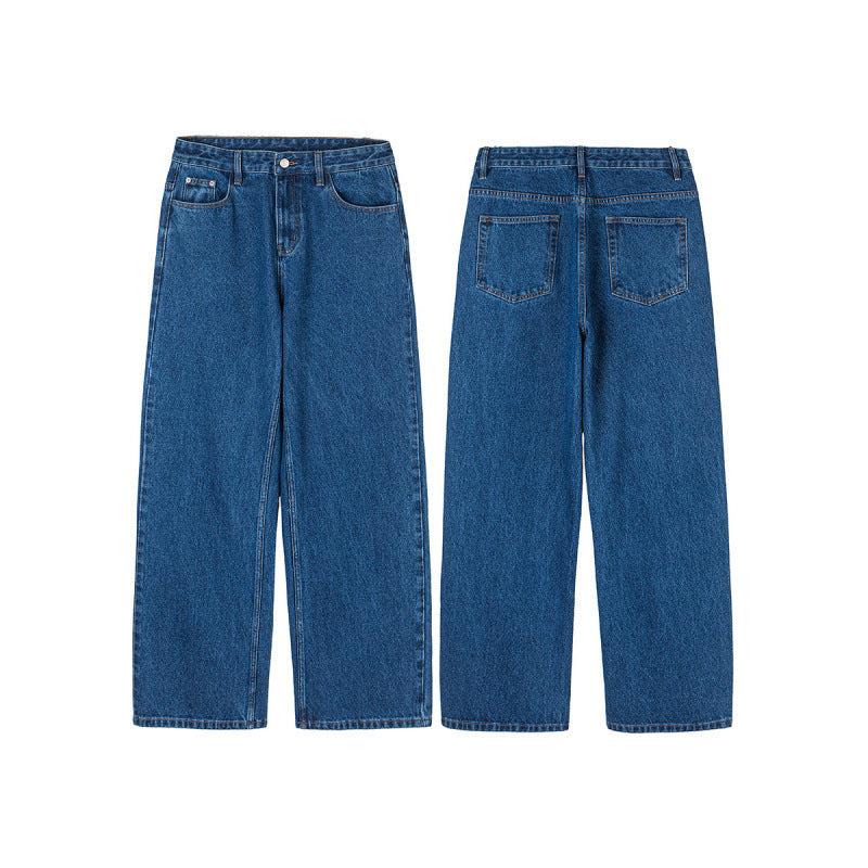 Damen Weite Denim-Jeans mit hoher Taille, geradem Bein und Fünf-Taschen-Design Nord Taschen