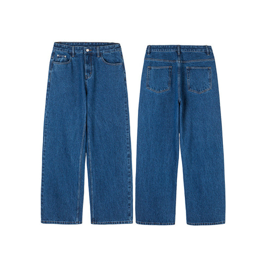 Damen Weite Denim-Jeans mit hoher Taille, geradem Bein und Fünf-Taschen-Design Nord Taschen
