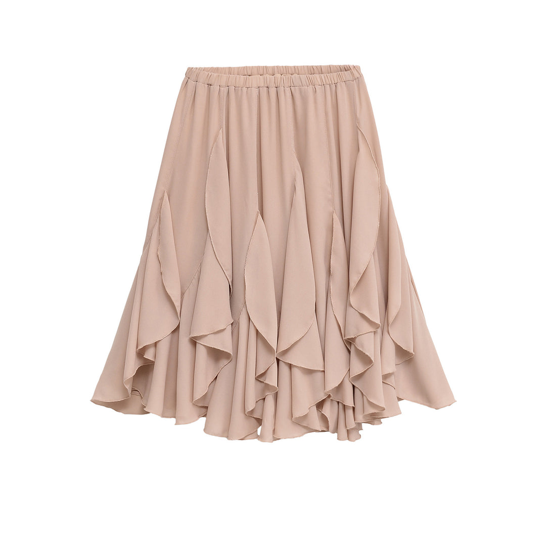 Damen Midirock mit stufigen Volants und elastischem Bund Nord Taschen