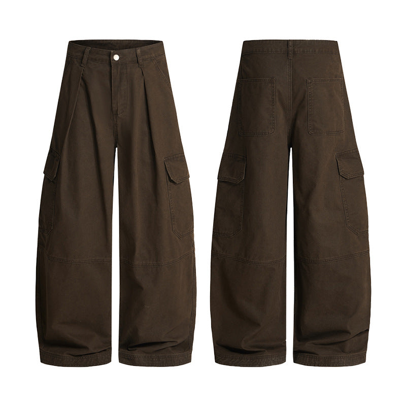 Herren Extraweite Canvas‑Cargohose mit hoher Bundlinie, Knieabnähern und aufgesetzten Pattentaschen Nord Taschen