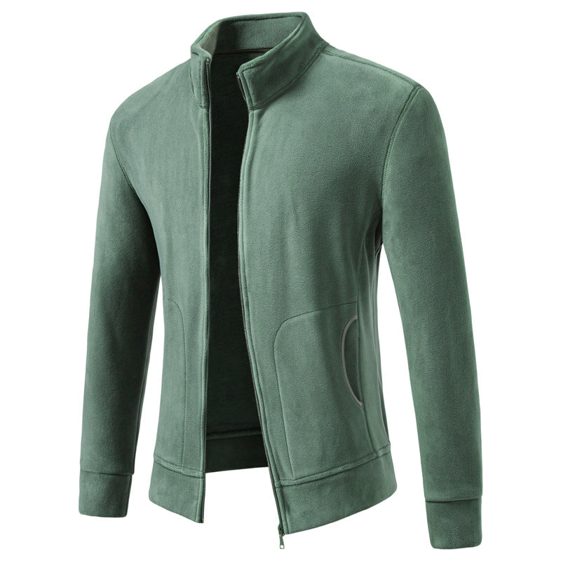 Herren Slim-Fit Fleecejacke mit Stehkragen, durchgehendem Reißverschluss und Eingrifftaschen Nord Taschen