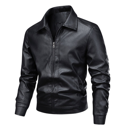 Herren Schlanke Kunstleder-Hemdblouson mit verdeckter Reißverschlussfront & elastischem Saum Nord Taschen