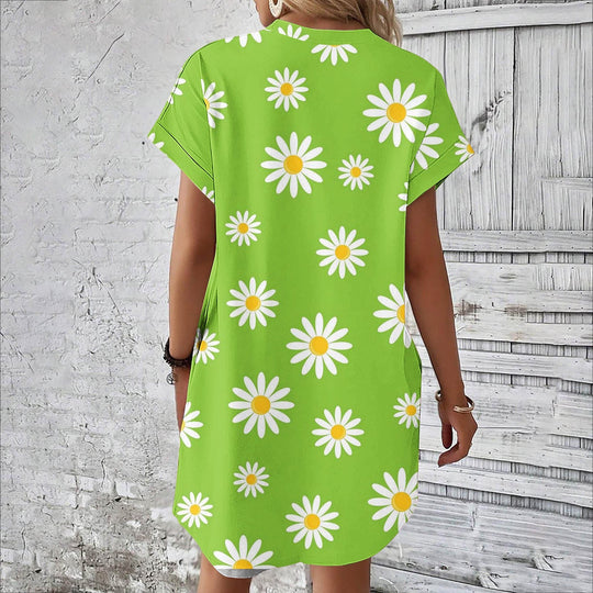 Damen lässiges Sommerkleid mit Blumenmuster und praktischen Taschen