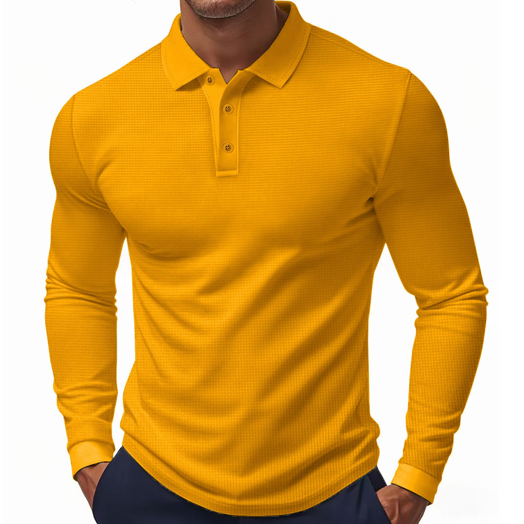 Herren Langarm-Polohemd im strukturierten Design mit modernem Schnitt