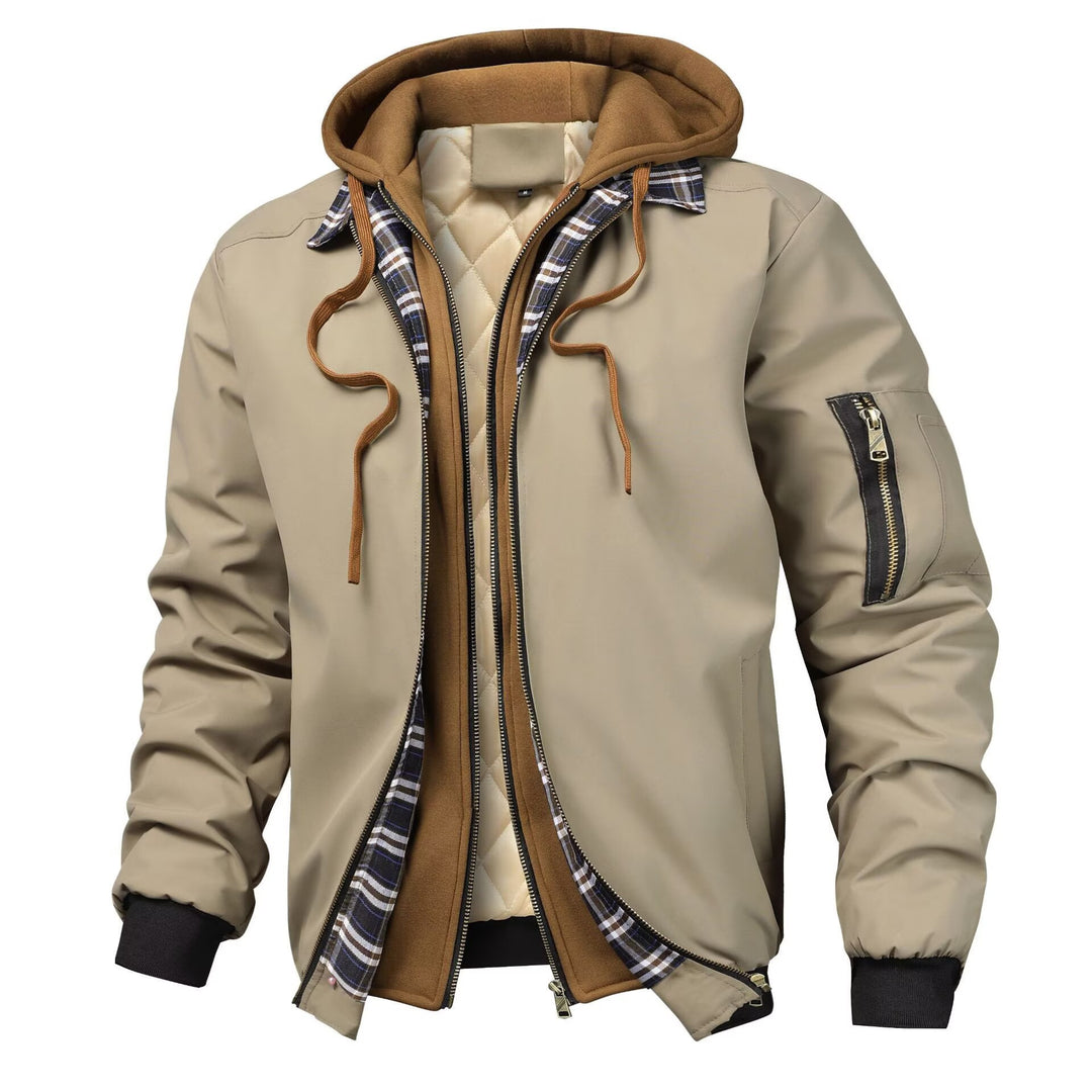 Herren Layered Bomberjacke mit Kapuzen-Inlay, gesteppter Innenweste und Ärmeltasche Nord Taschen