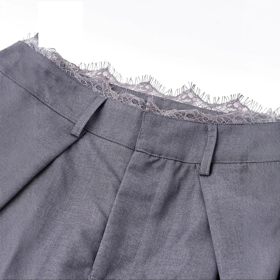 Damen Stylische High-Waist-Hose mit dekorativem Bund Nord Taschen