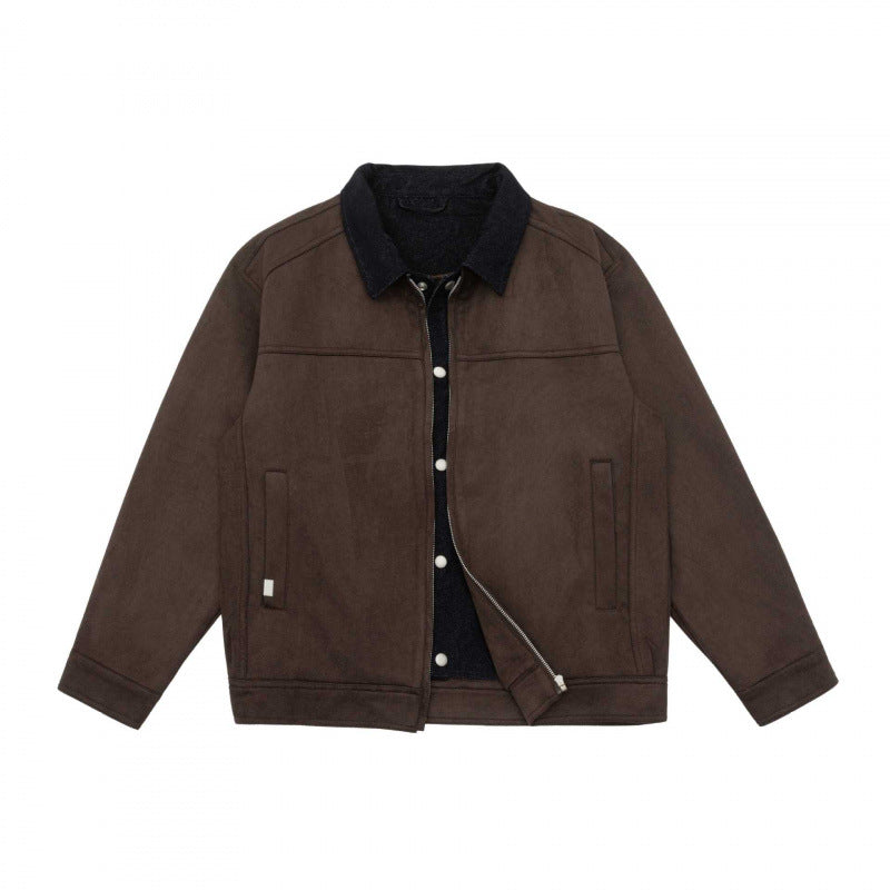 Herren Kastenförmige Zip‑Blousonjacke mit Cordkragen und minimalistischen Eingrifftaschen Nord Taschen