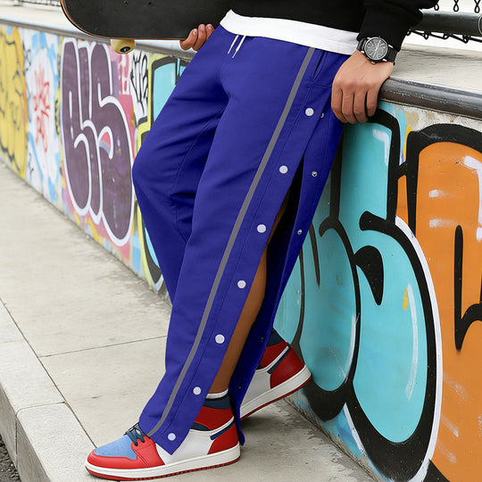 Herren Sportliche Snap-Trackhose mit seitlichen Druckknopfleisten und Tunnelzug Nord Taschen