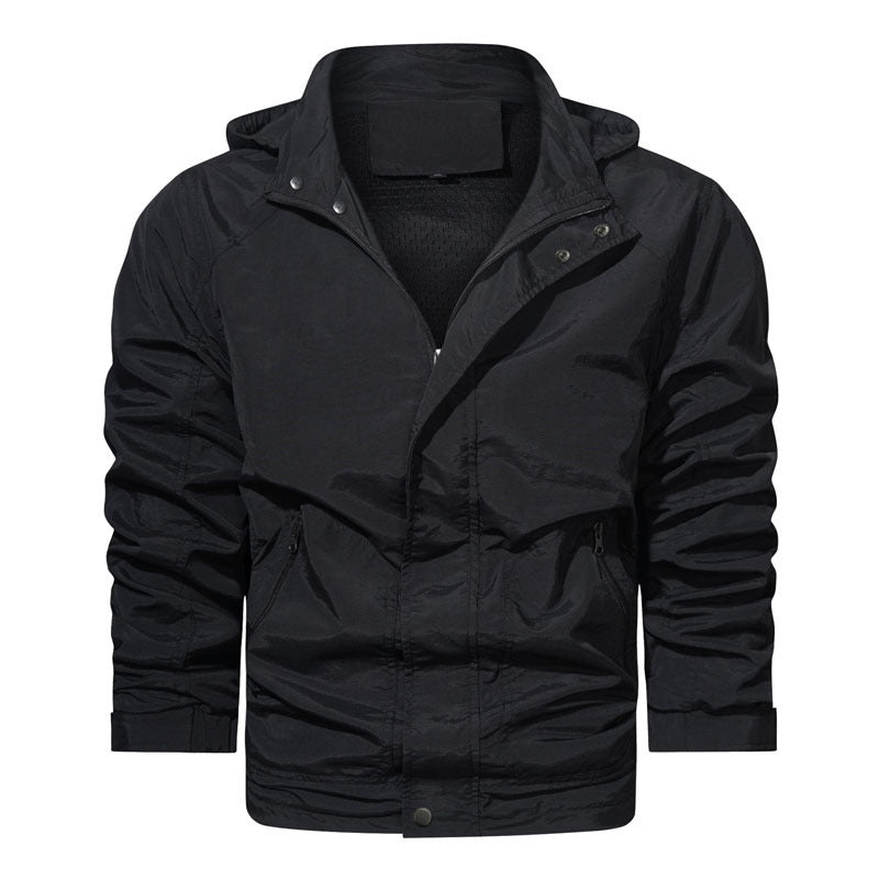 Herren Leichte Fieldjacke mit Kapuze, windabweisender Shell und Reißverschlusstaschen Nord Taschen