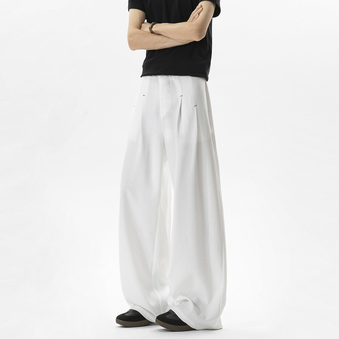 Herren Weite Leinenhose mit hoher Taille, Bundfalte & relaxed Silhouette Nord Taschen