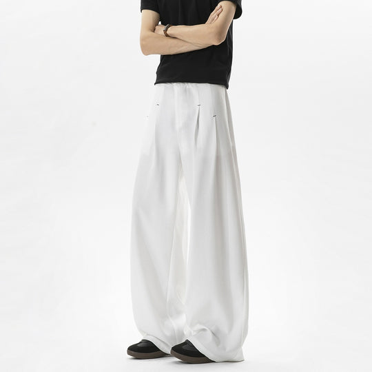 Herren Weite Leinenhose mit hoher Taille, Bundfalte & relaxed Silhouette Nord Taschen