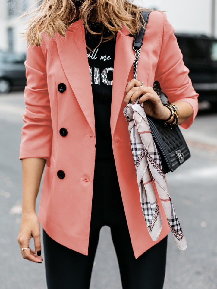 Damen eleganter taillierter Blazer mit doppelter Knopfleiste