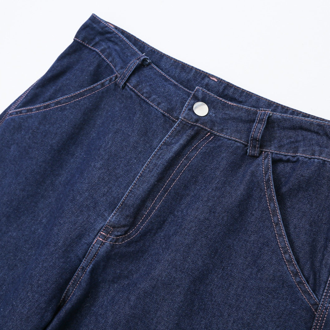 Damen High-Waist Weite Denim-Hose mit markanter Seitennaht und Retro-Silhouette Nord Taschen