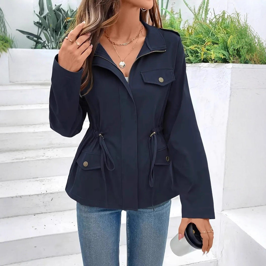 Damen Übergangsjacke mit verstellbarem Taillenzug und praktischen Taschen