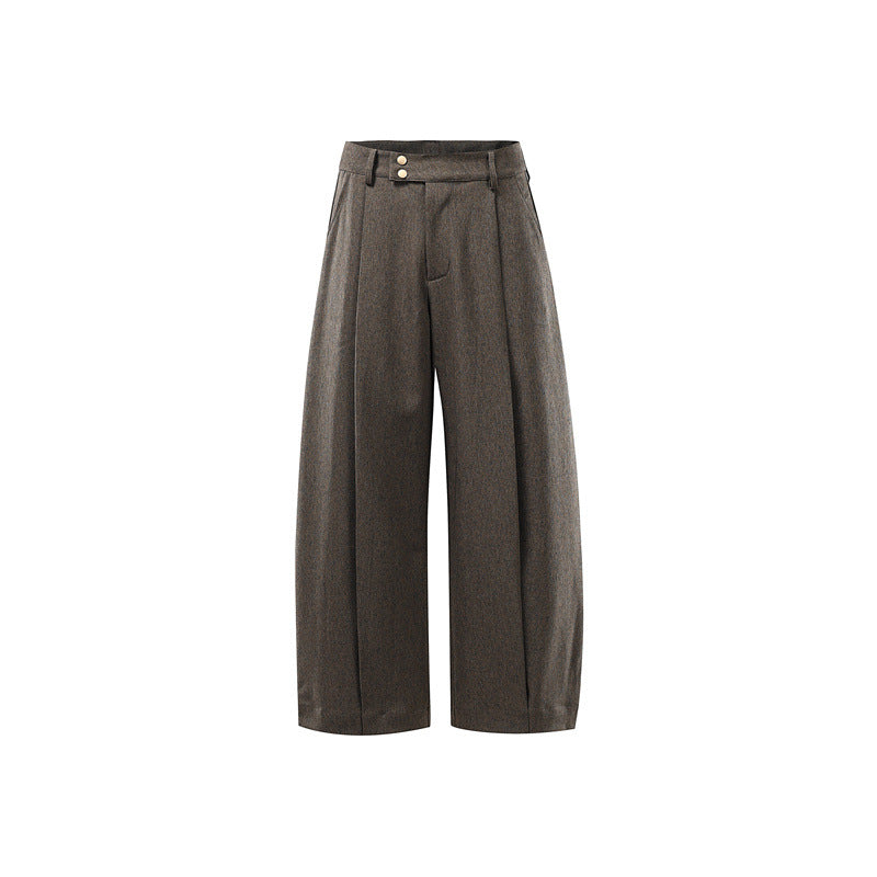 Damen Hochtaillierte Culotte-Hose mit Mittelnaht, Bügelfalte und Doppelknopfbund Nord Taschen