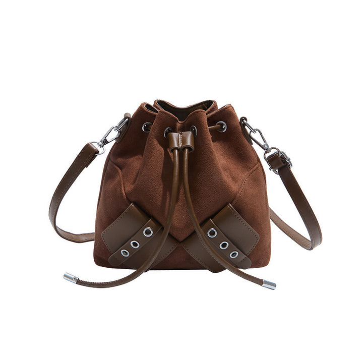 Damen Beuteltasche aus hochwertigem Veloursleder mit verstellbarem Schulterriemen Nord Taschen