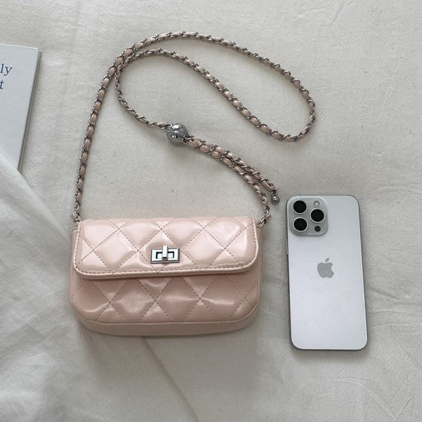 Damen elegante Clutch-Tasche mit luxuriösem Kettenriemen und strukturierter Steppung Nord Taschen
