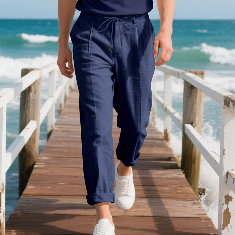 Herren leichte, atmungsaktive Strandhose mit verstellbarem Kordelzug und praktischen seitlichen Taschen