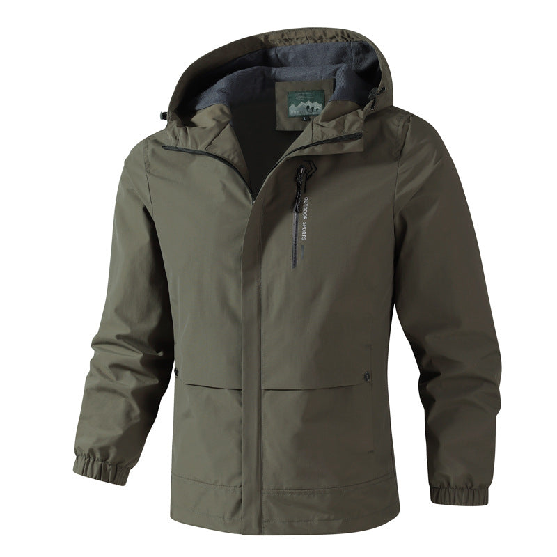 Herren Wasserdichte Softshell-Regenjacke mit Kapuze, Brust-Reißverschluss und Fleece-Innenkragen Nord Taschen