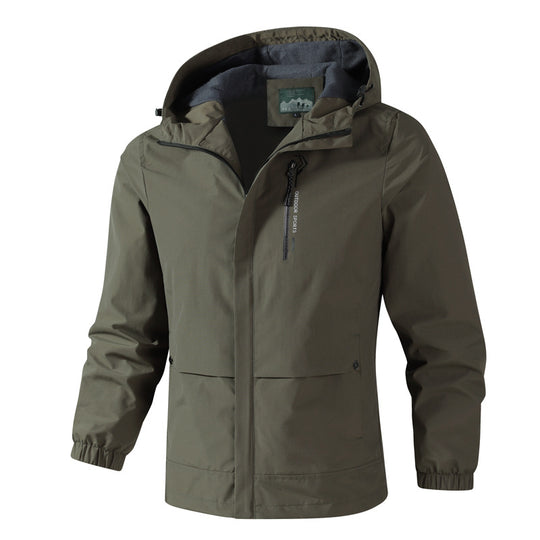 Herren Wasserdichte Softshell-Regenjacke mit Kapuze, Brust-Reißverschluss und Fleece-Innenkragen Nord Taschen