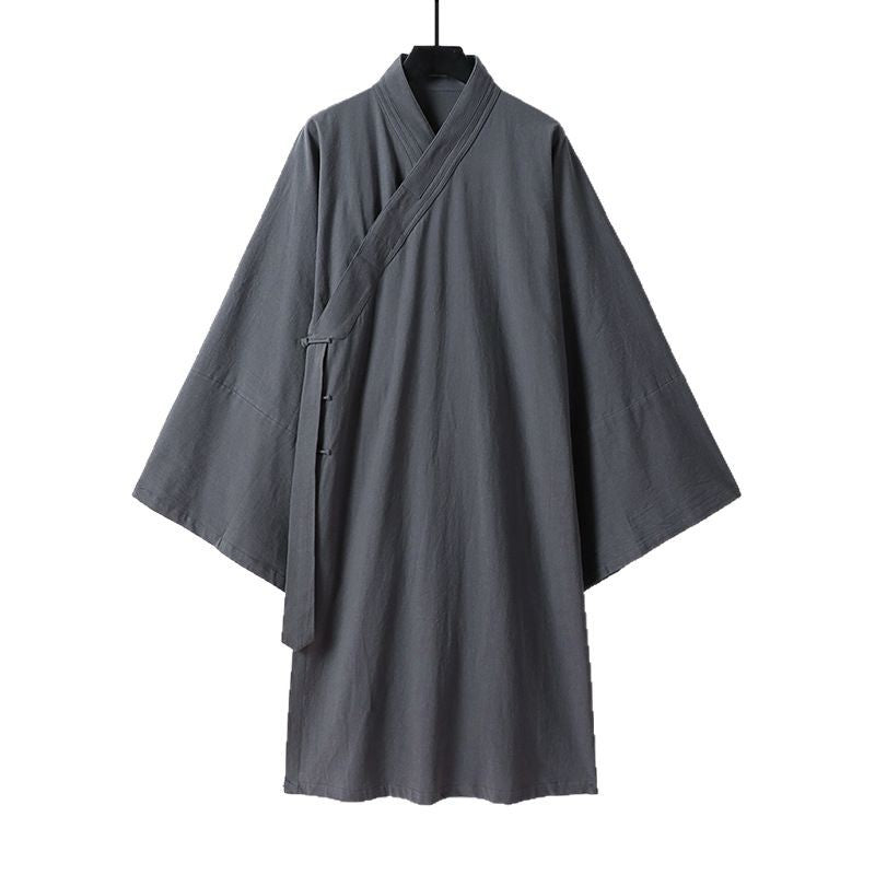 Unisex Asiatisch inspirierte Oversize-Kimono-Jacke mit Trompetenärmeln und kleinem Knebelverschluss Nord Taschen