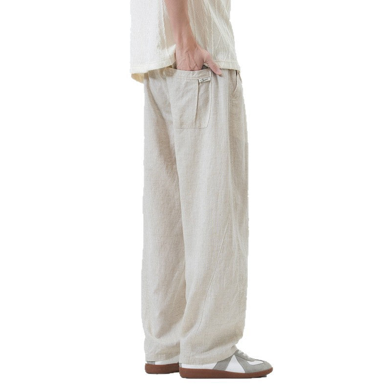 Herren Lässige Leinen-Hose mit elastischem Bund Nord Taschen
