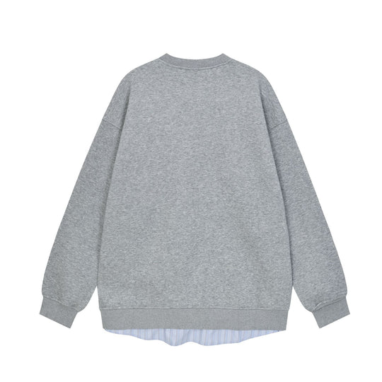 Damen Lässiges Oversize-Sweatshirt mit eingearbeitetem Hemd-Detail und Front-Öffnung Nord Taschen