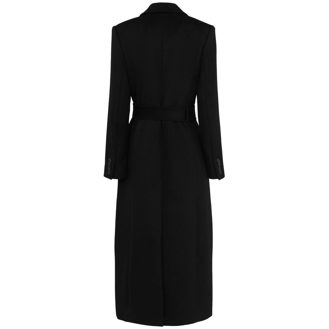 Damen Longline Doppelreihiger Wollmix-Mantel mit tailliertem Schnitt und Stoffgürtel Nord Taschen