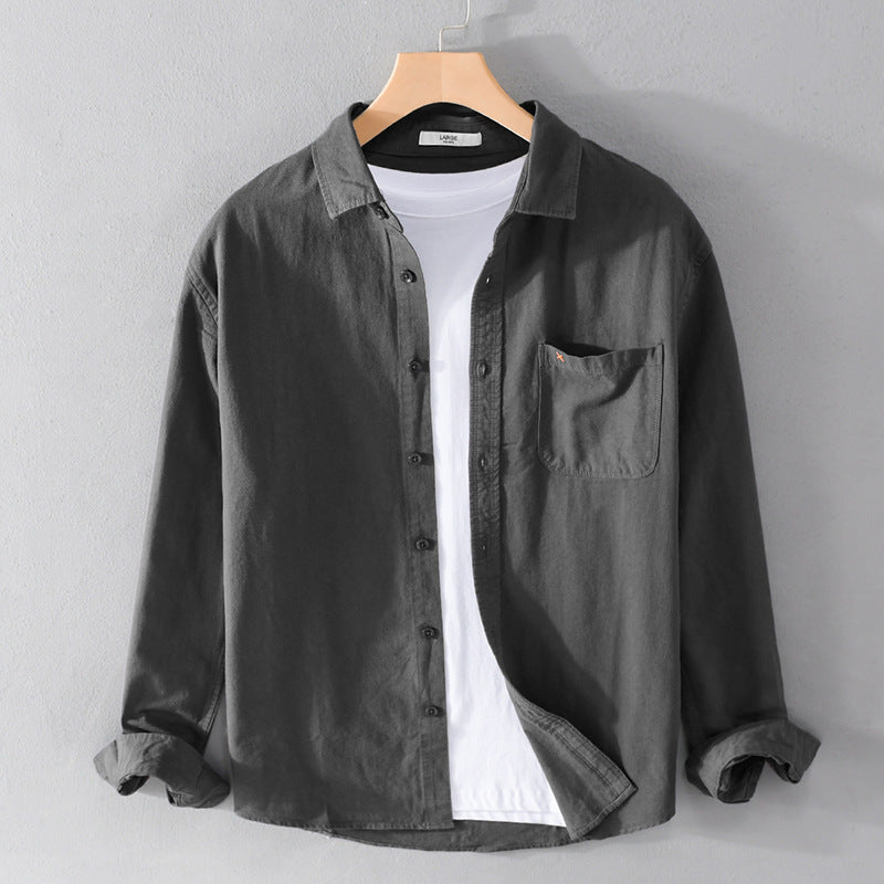 Herren Leichtes Baumwoll-Overshirt im Relaxed-Fit mit Brusttasche Nord Taschen