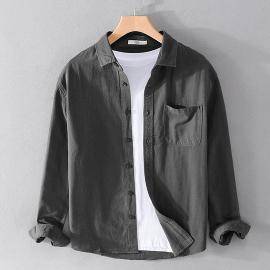 Herren Leichtes Baumwoll-Overshirt im Relaxed-Fit mit Brusttasche Nord Taschen
