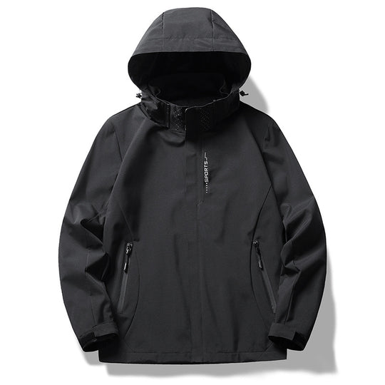 Herren technische Softshell Regenjacke mit Kapuze, wind- und wasserabweisender Membran und verdeckten Reißverschlüssen Nord Taschen