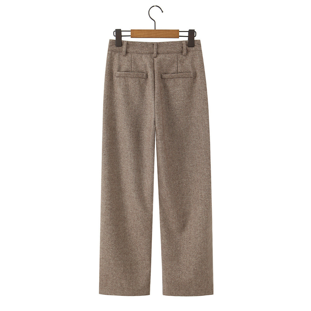 Damen Hochtaillierte weite Wollmix-Hose mit geradem Bein Nord Taschen
