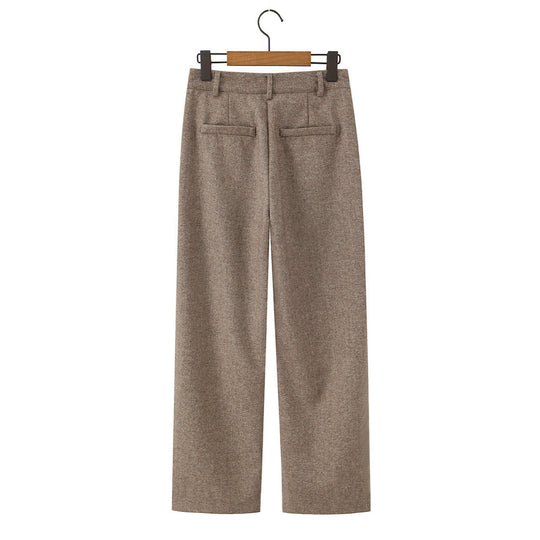 Damen Hochtaillierte weite Wollmix-Hose mit geradem Bein Nord Taschen